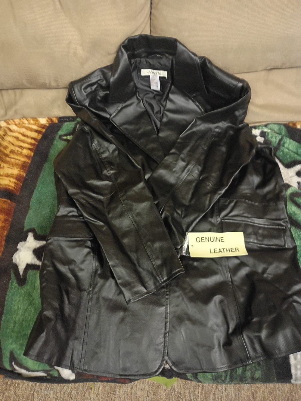 Roaman's Black Genuine Leather Women's Blazer